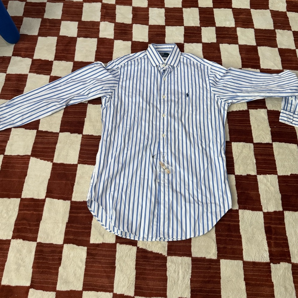 Blue Striped Ralph Lauren Oxford Shirt Medium